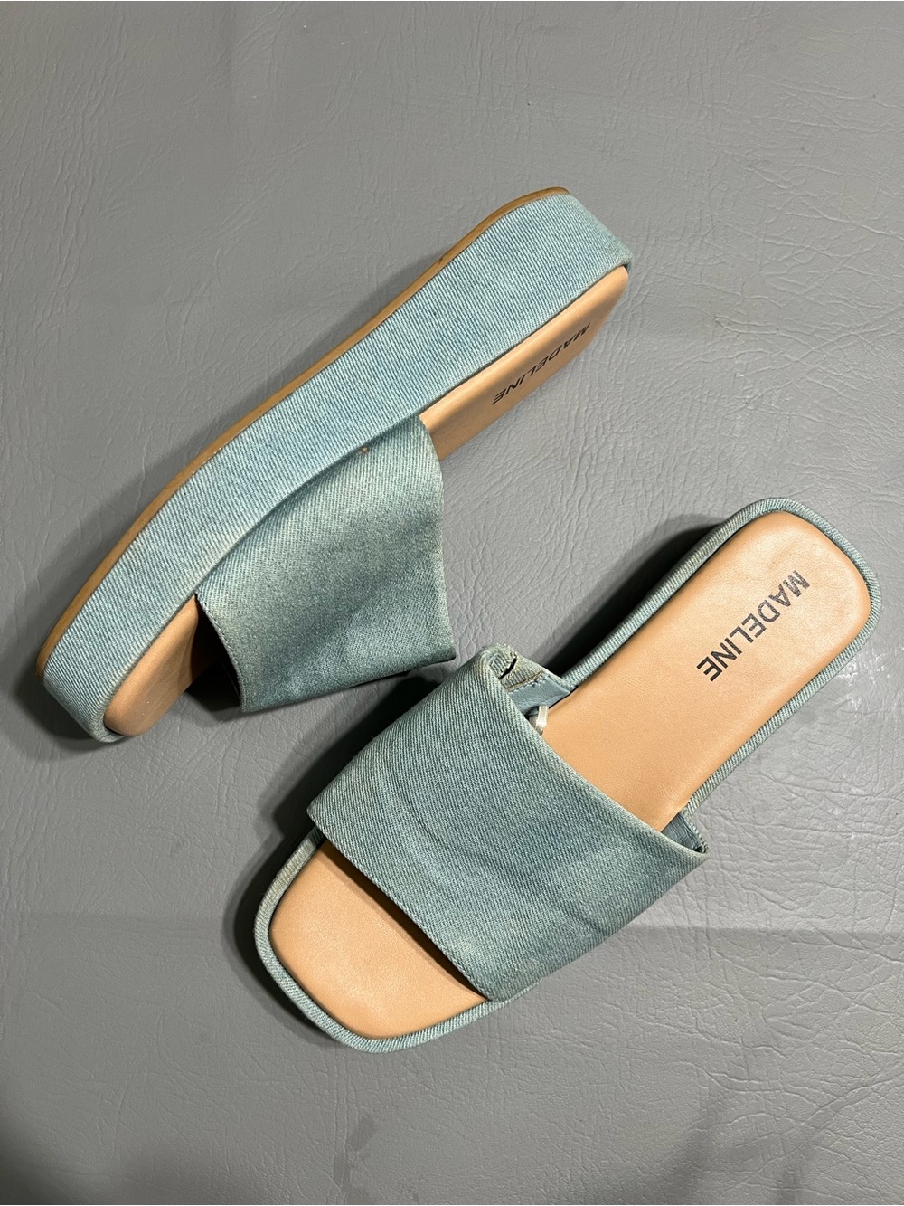 Madeline Light Wash Denim Slip-On Platform Mules 🩵